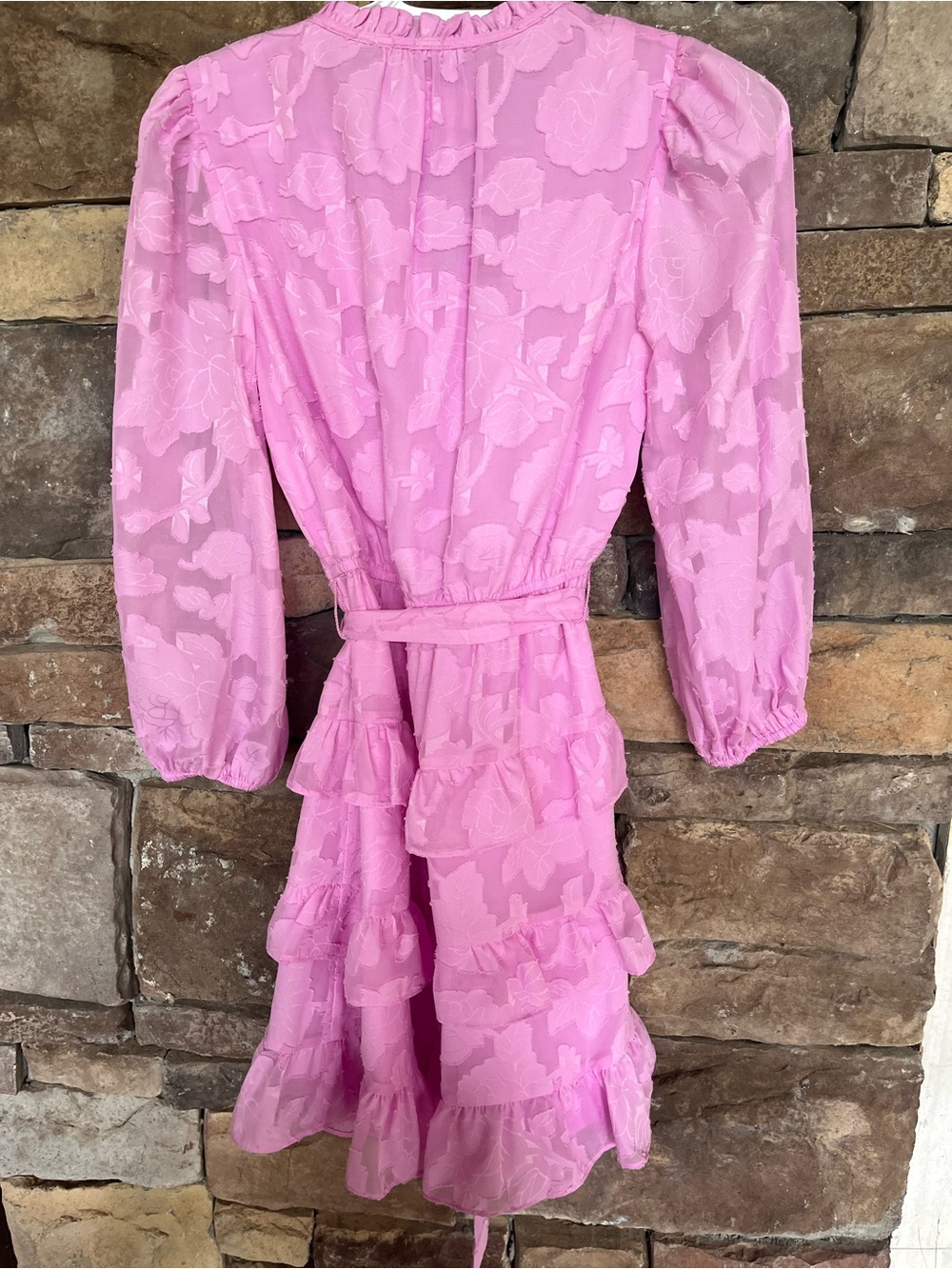Eliza J Pink Floral Ruffle Tiered Long Sleeve Dress Size 4P Petite - Picture 3 of 11